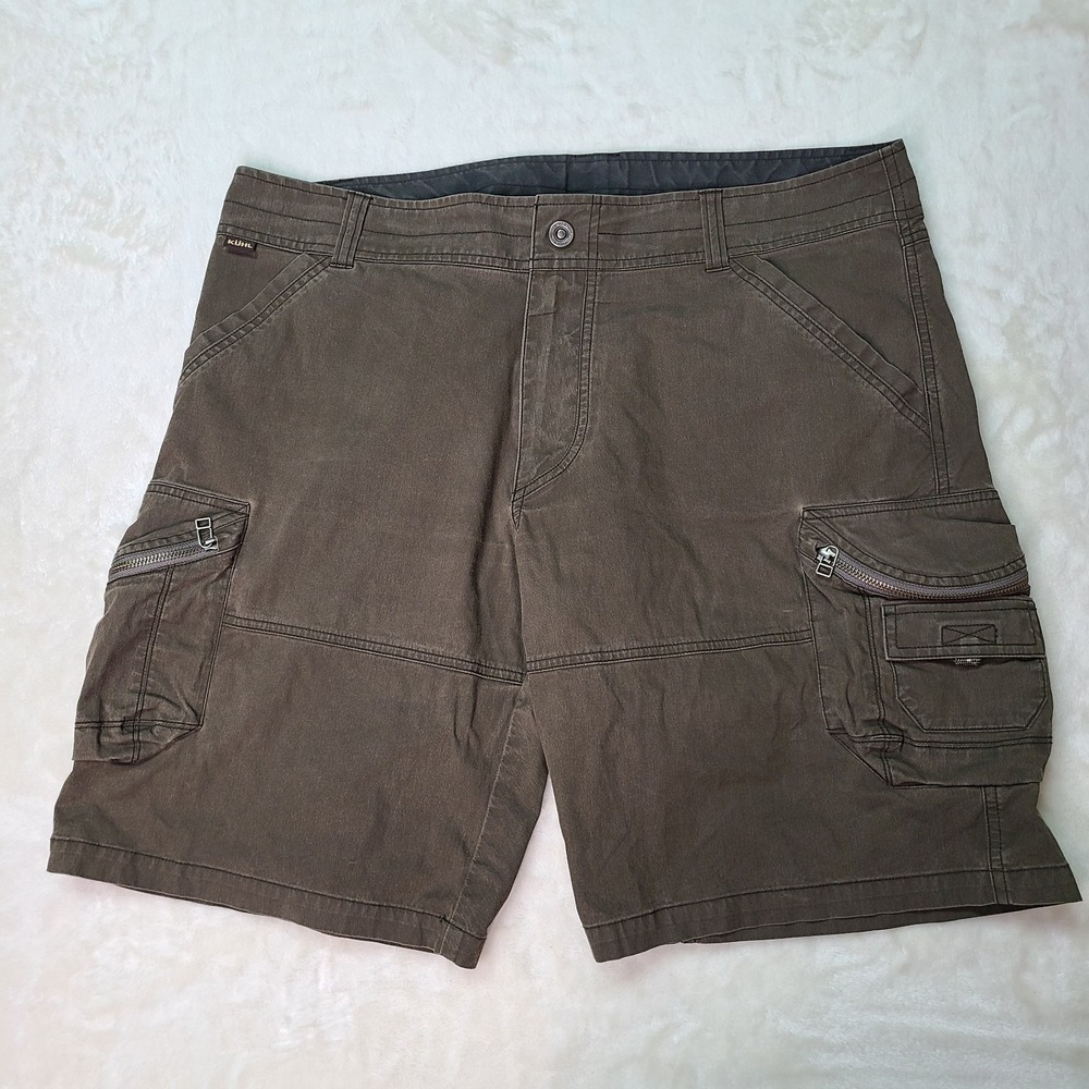 Kuhl Ambush Cargo Shorts Mens 38 Khaki Vintage Patinadye Outdoors Hiking Utility